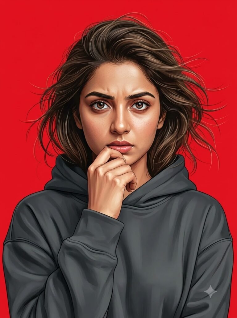 Cinematic Digital Portrait of a Woman in a Dark Hoodie